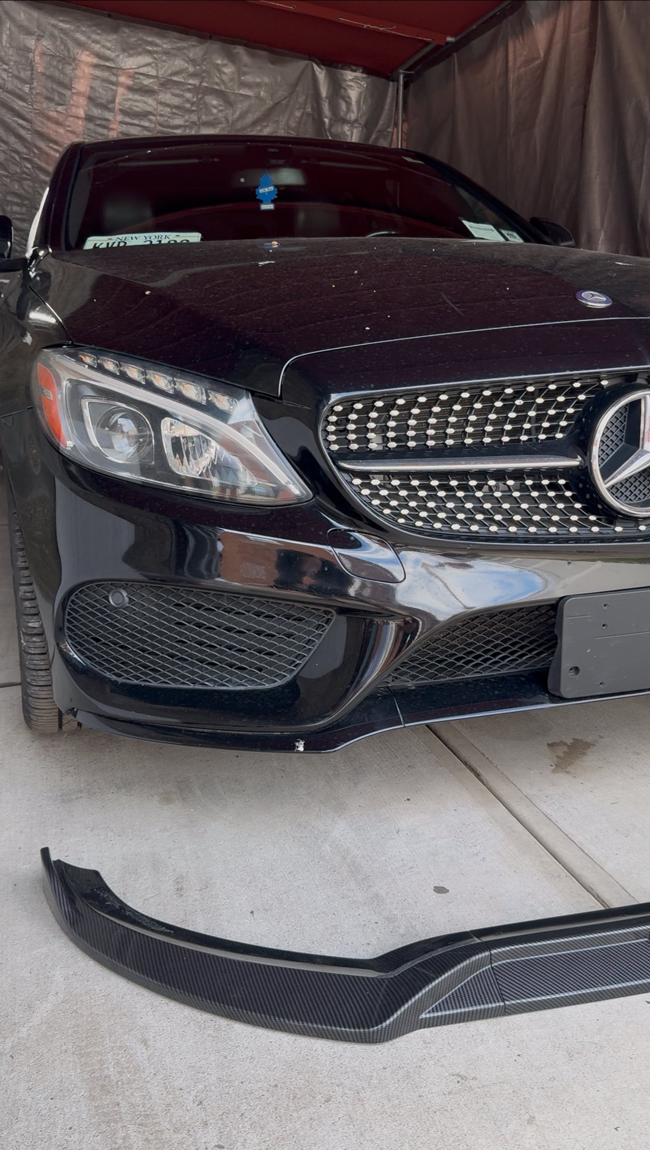 New Glossy Black Front Lip | Perfect Fit For C-Class | 2015-2018
