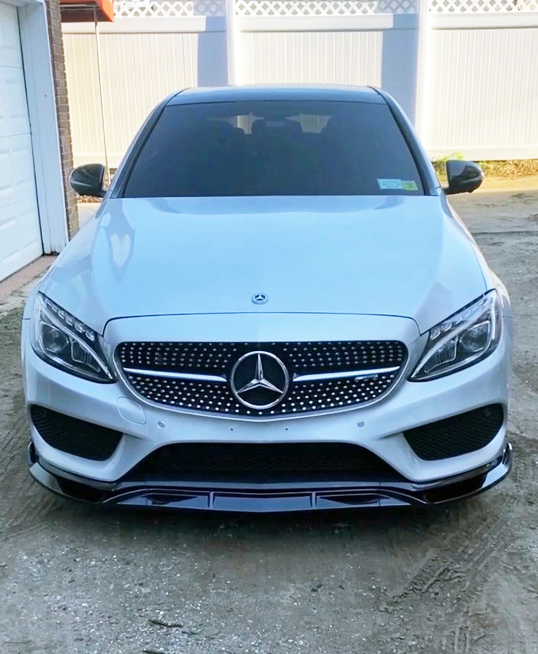 New Glossy Black Front Lip | Perfect Fit For C-Class | 2015-2018