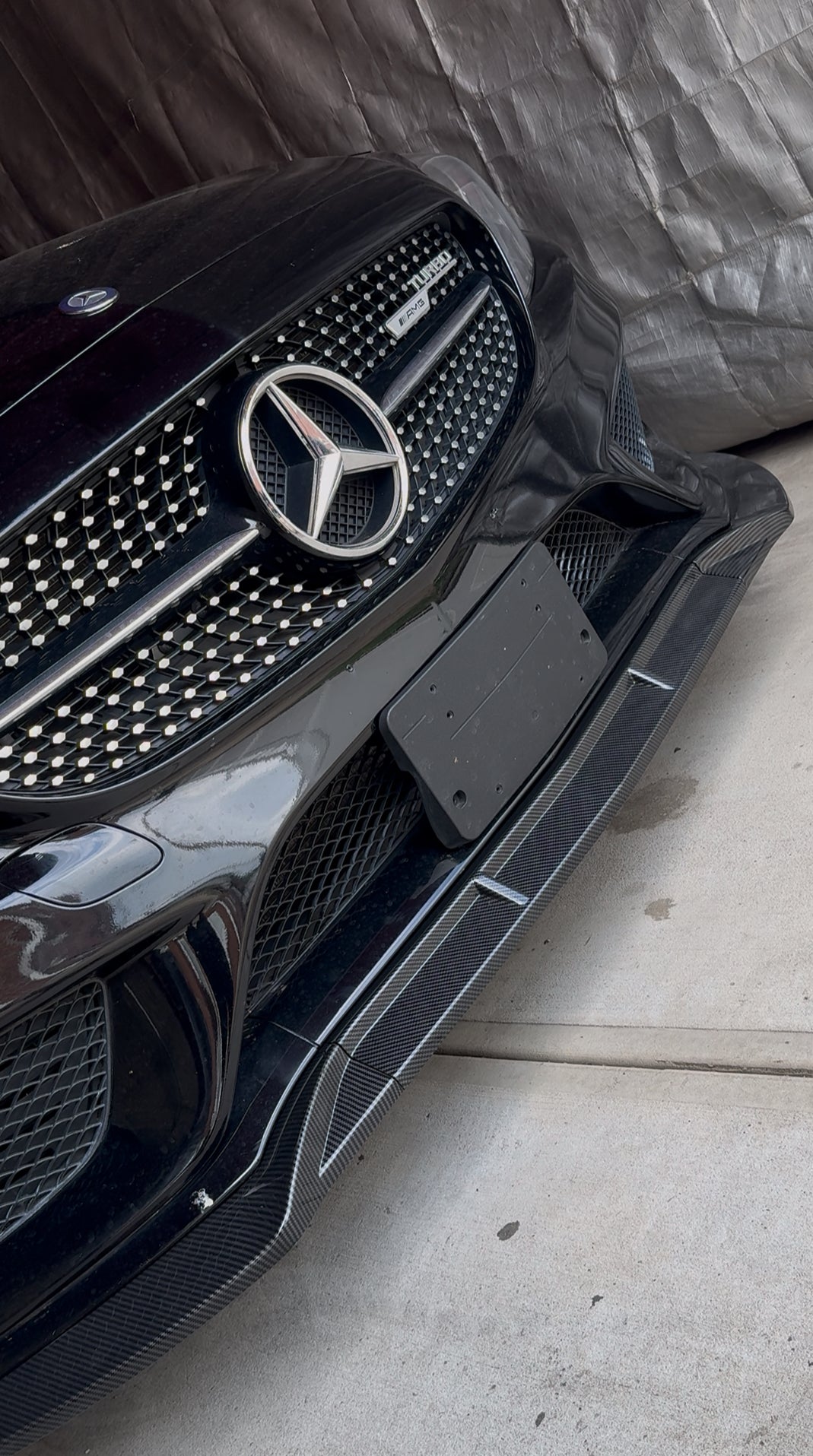 New Glossy Black Front Lip | Perfect Fit For C-Class | 2015-2018