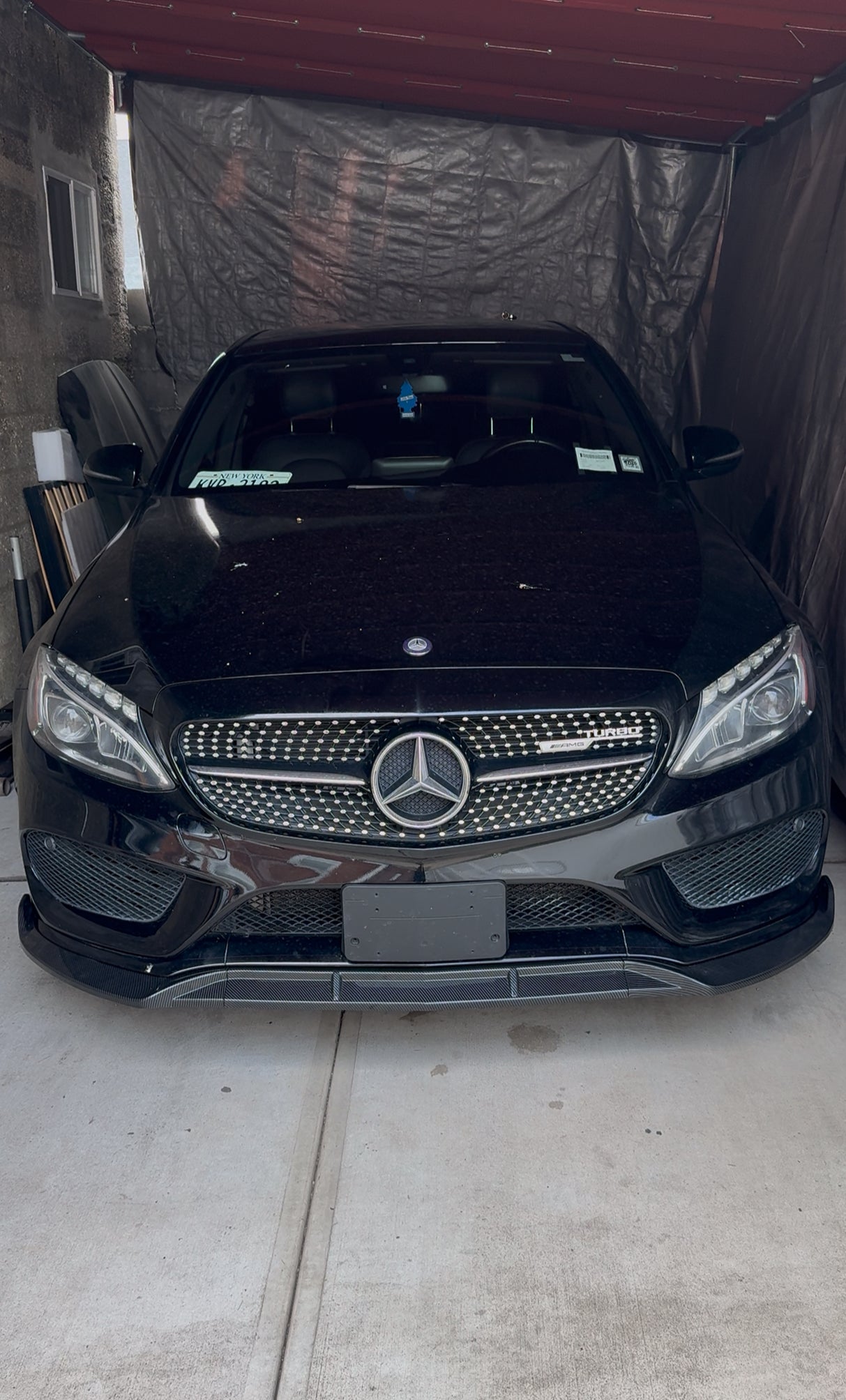 New Glossy Black Front Lip | Perfect Fit For C-Class | 2015-2018