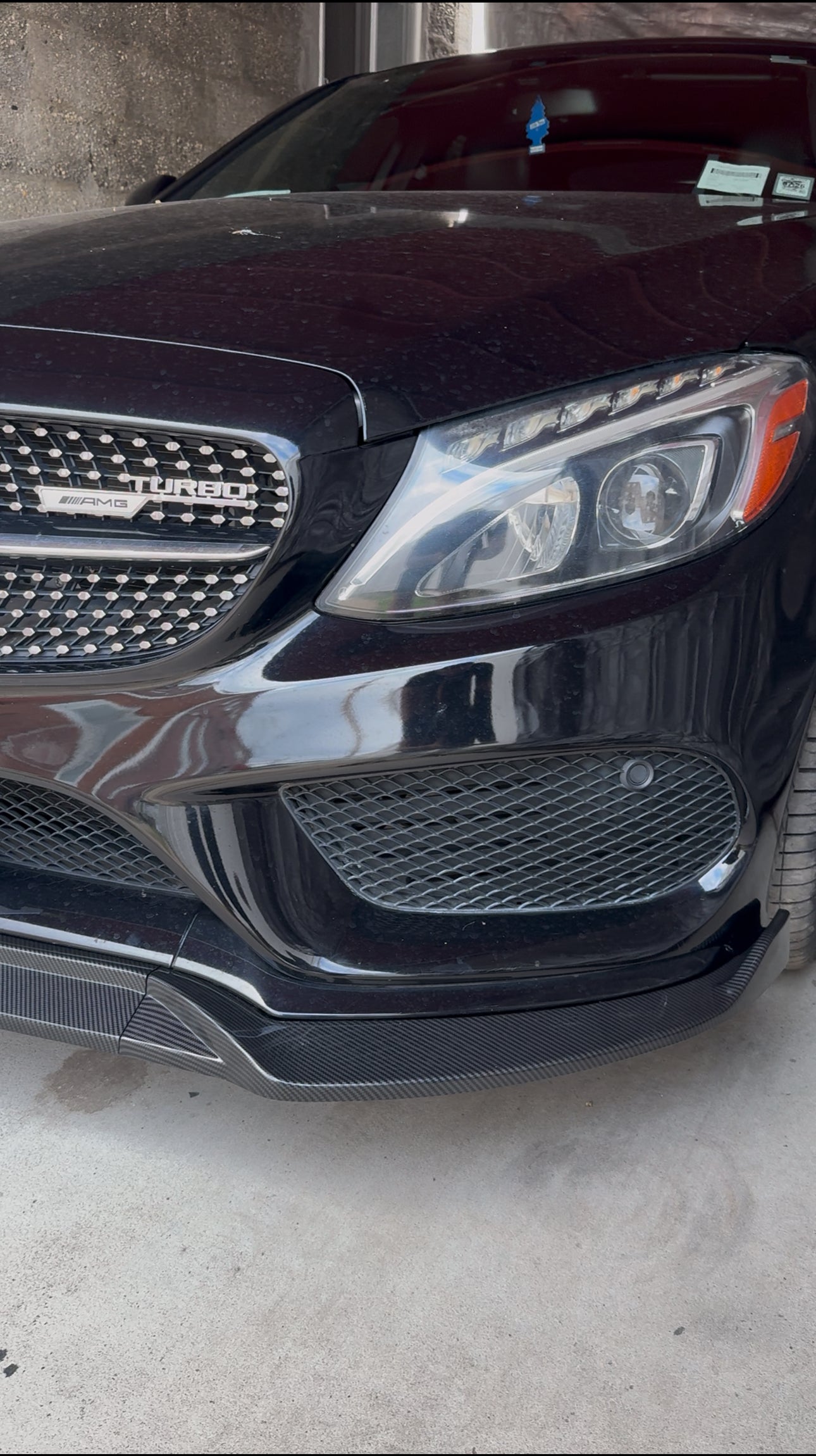 New Glossy Black Front Lip | Perfect Fit For C-Class | 2015-2018