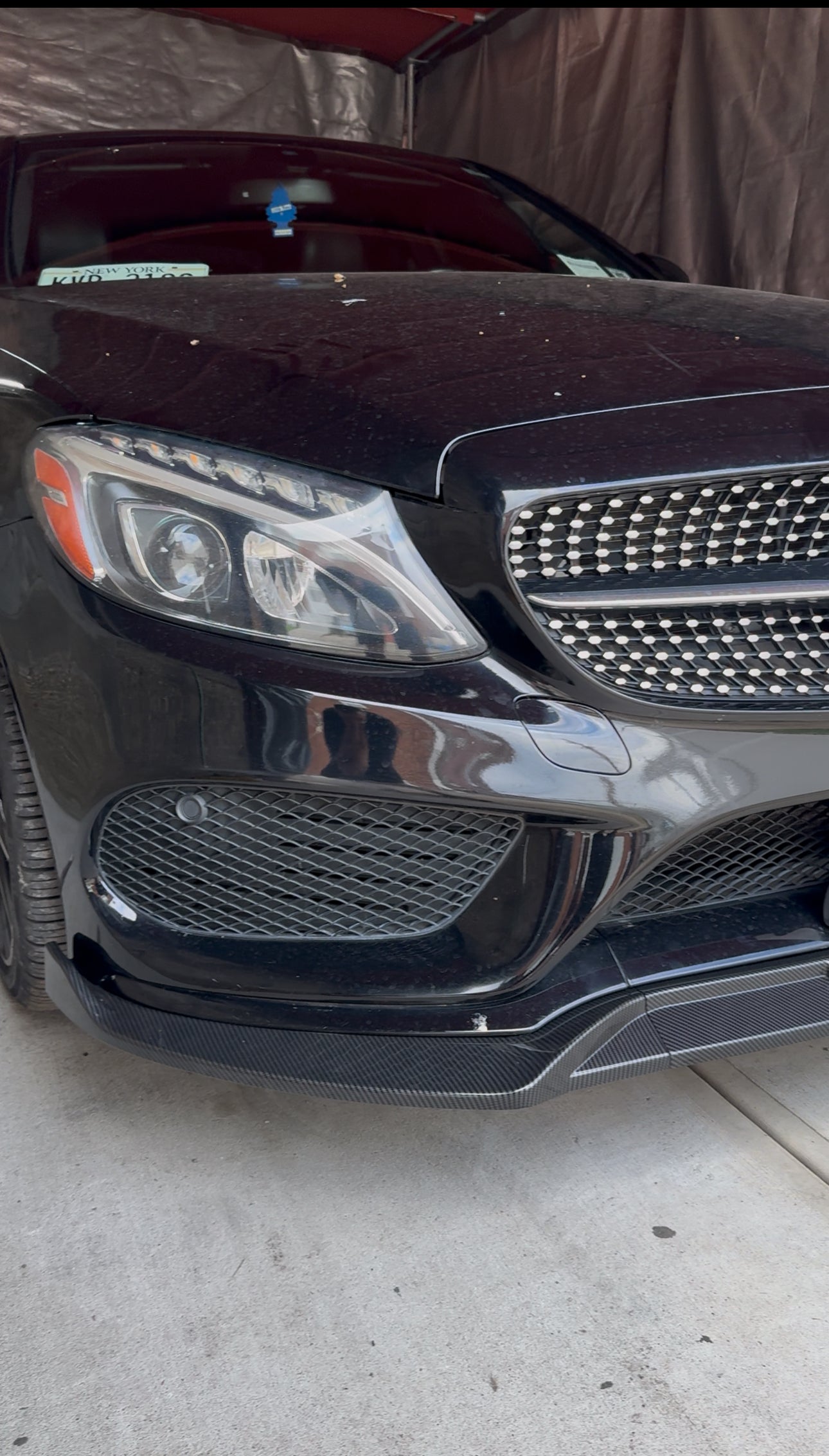 New Glossy Black Front Lip | Perfect Fit For C-Class | 2015-2018