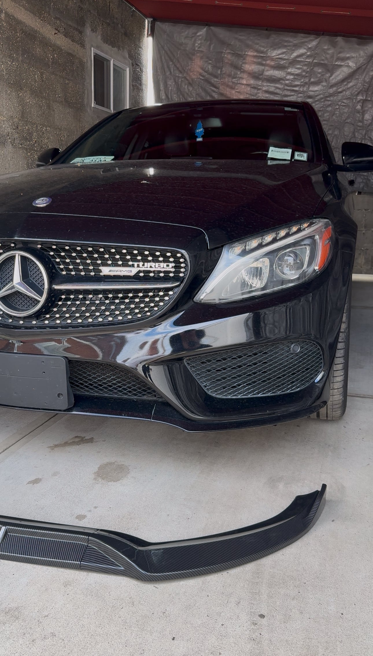 New Glossy Black Front Lip | Perfect Fit For C-Class | 2015-2018