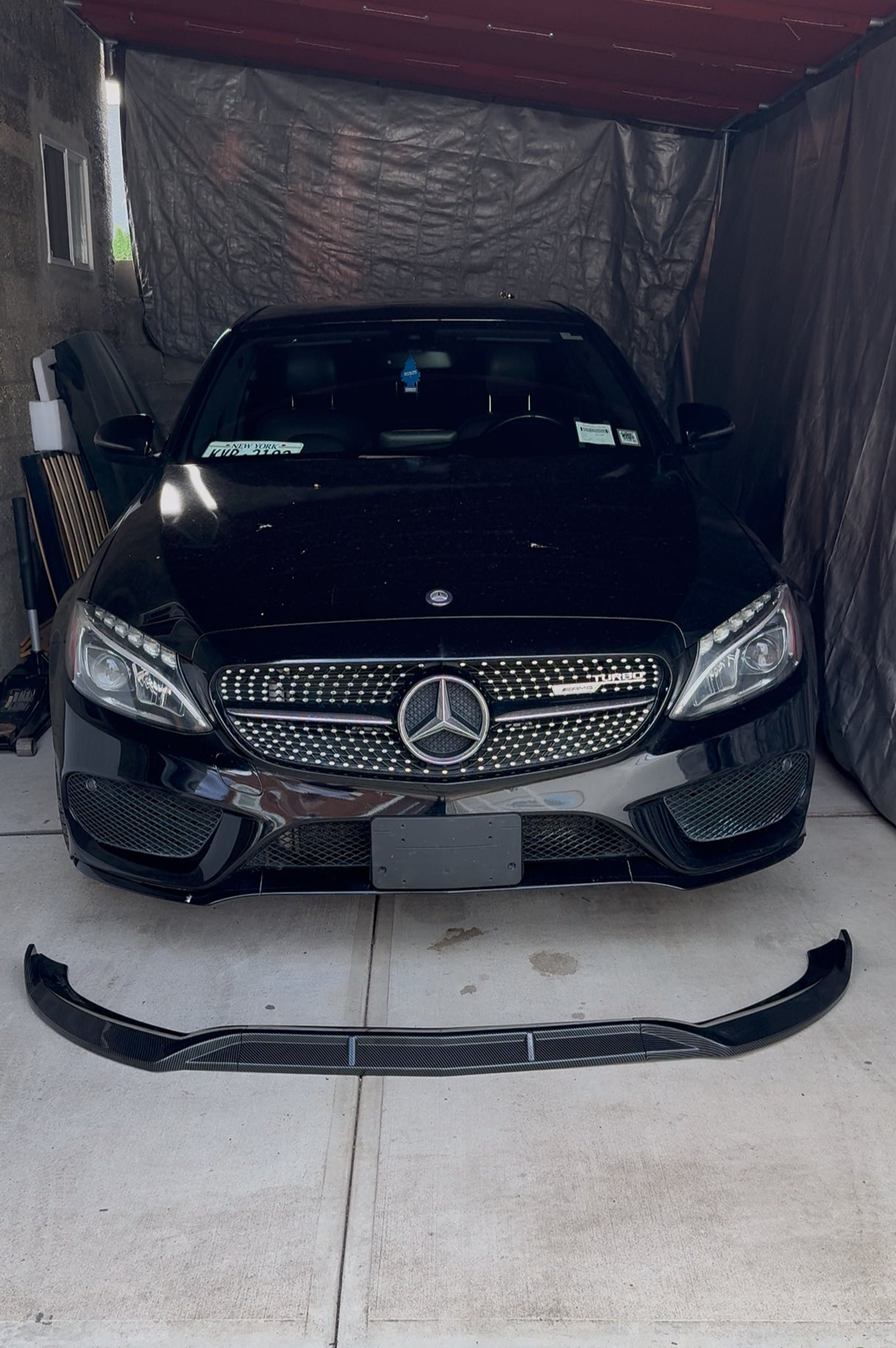 New Glossy Black Front Lip | Perfect Fit For C-Class | 2015-2018