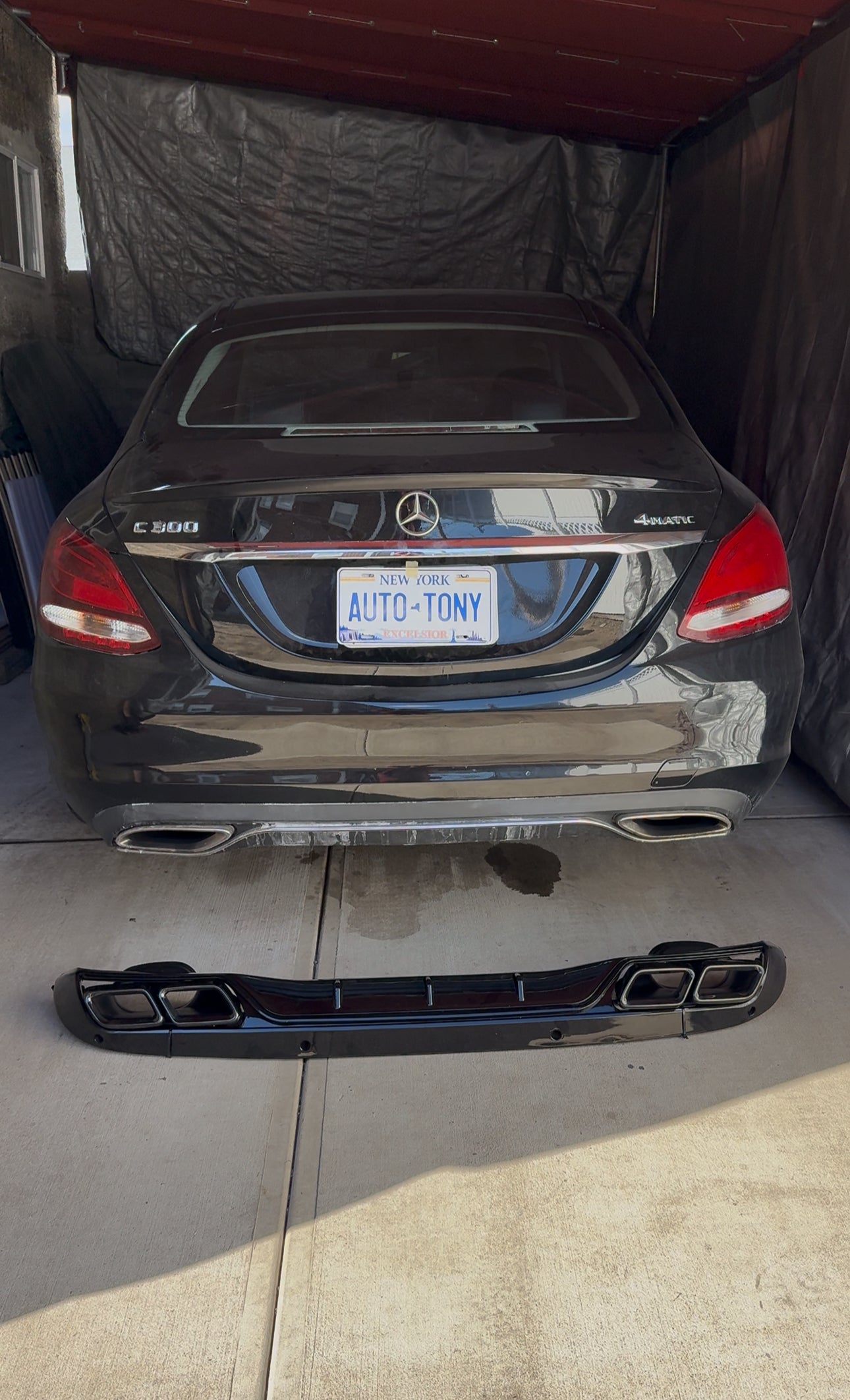 Diffuser C63 ALL-Black for C-class base model 15-18