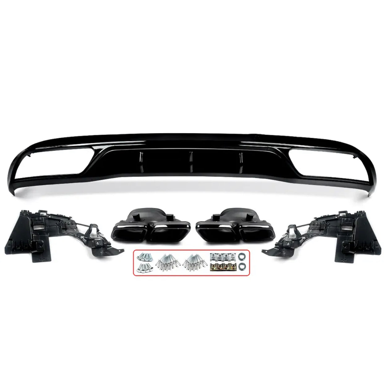 Diffuser C63 ALL-Black for C-class base model 15-18