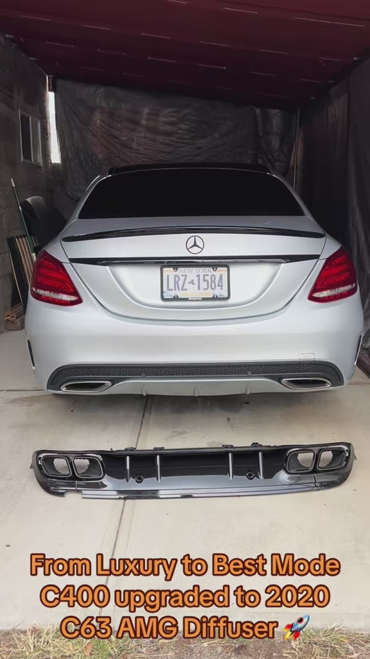 New C63 AMG Rear Diffuser C-class W205 2015-2021 Perfect Fit for C300, C350, C400, C43 AMG & C450 Models
