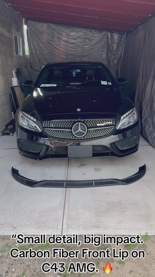 New Glossy Black Front Lip | Perfect Fit For C-Class | 2015-2018